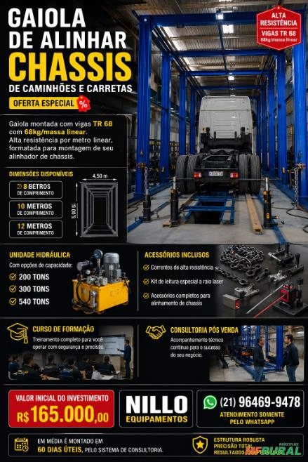 Gaiola de alinhar chassis de caminhões e carretas basculantes Imagem Gaiola de alinhar chassis de caminhões e carretas basculantes