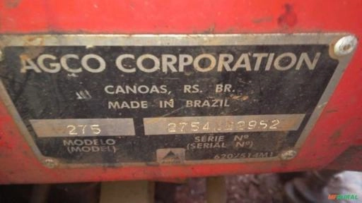 Trator Massey Ferguson 275 com berço – 2006 Imagem Trator Massey Ferguson 275 com berço – 2006