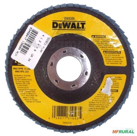 DISCO FLAP 4.1/2 X 7/8" GR 40 DW8307 4.1/2 X 7/8" GR 40 34504 Imagem DISCO FLAP 4.1/2 X 7/8" GR 40 DW8307 4.1/2 X 7/8" GR 40 34504