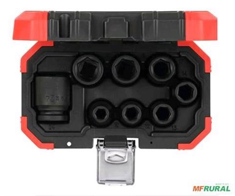 JOGO DE SOQUETES DE IMPACTO 1/2" 8 PEÇAS 10 A 24 8P R63003008 10 A 24 8P 43205 Imagem JOGO DE SOQUETES DE IMPACTO 1/2" 8 PEÇAS 10 A 24 8P R63003008 10 A 24 8P 43205