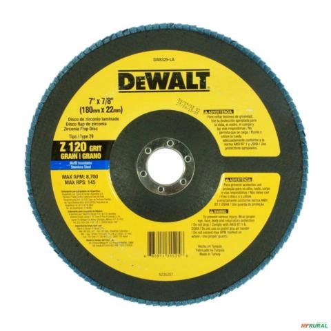 DISCO FLAP 7 X 7/8 GR 120 DW8325 LA 7 X 7/8 GR 120 43222 Imagem DISCO FLAP 7 X 7/8 GR 120 DW8325 LA 7 X 7/8 GR 120 43222