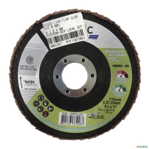 DISCO LIXA FLAP CLASSIC R 801 4.1/2 X 80 3001267 Imagem DISCO LIXA FLAP CLASSIC R 801 4.1/2 X 80 3001267