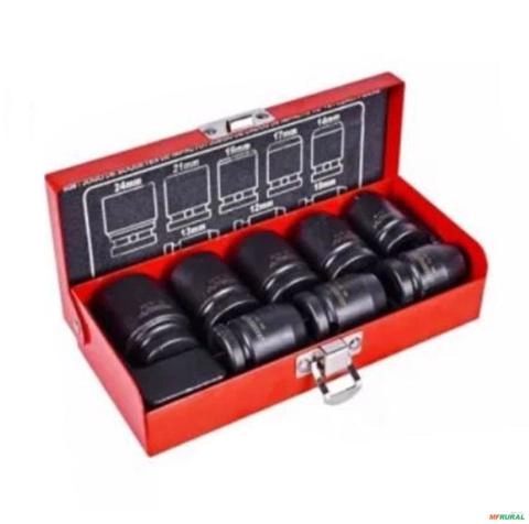 JOGO DE SOQUETES DE IMPACTO 1/2 LONGOS R63003008 12 A 23 8 PEÇAS 3002298 Imagem JOGO DE SOQUETES DE IMPACTO 1/2 LONGOS R63003008 12 A 23 8 PEÇAS 3002298