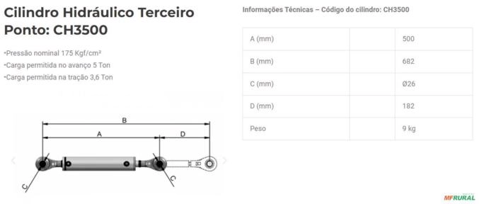 CILINDRO HIDRÁULICO TERCEIRO PONTO PARA TRATOR BOVENAU CH3500 - 500MM 3024029 Imagem CILINDRO HIDRÁULICO TERCEIRO PONTO PARA TRATOR BOVENAU CH3500 - 500MM 3024029
