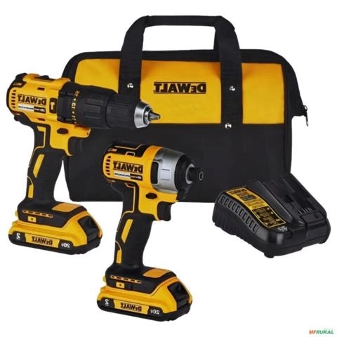 KIT FURADEIRA E PARAFUSADEIRA IMPACTO 1/2" COM PARAFUSADEIRA IMPACTO 1/4" 20V DEWALT DCK276D2-BR 3043412 Imagem KIT FURADEIRA E PARAFUSADEIRA IMPACTO 1/2" COM PARAFUSADEIRA IMPACTO 1/4" 20V DEWALT DCK276D2-BR 3043412