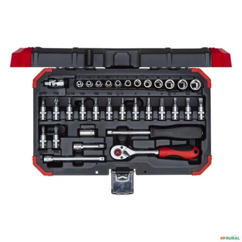 JOGO SOQUETES GEDORE RED 1/4 4 A 13MM 33PÇ R49003033 3043864 Imagem JOGO SOQUETES GEDORE RED 1/4 4 A 13MM 33PÇ R49003033 3043864