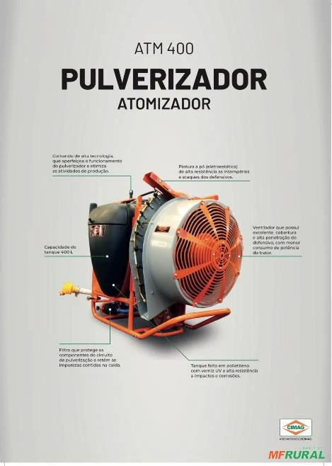 Pulverizador/Atomizador hidráulico,Marca: Cimag/jacto modelo: ATM 400, com turbina>novo