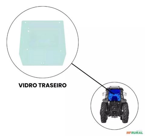 Vidro Da Janela Traseira Trator Tl 5.80/ Tl 5.90e Imagem Vidro Da Janela Traseira Trator Tl 5.80/ Tl 5.90e