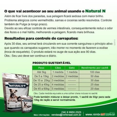 Antiparasitário Natural - Carrapaticida, Vermífugo, Bernicida